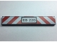 Part No: 6636pb175  Name: Tile 1 x 6 with 'EB 220' and Red and White Danger Stripes Pattern