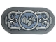 Part No: 66857pb101 Name: Tile, Round 2 x 4 Oval with Light Bluish Gray Scrollwork and Bat in Circle on Sand Blue Background Pattern (Sticker) - Set 76781 Part No: 66857pb101 Name: Tile, Round 2 x 4 Oval with Light Bluish Gray Scrollwork and Bat in Circle on Sand Blue Background Pattern (Sticker) - Set 76781
