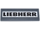 Part No: 69729pb147  Name: Tile 2 x 6 with Black 'LIEBHERR' in White Rectangle Pattern (Sticker) - Set 42146