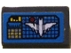 Lot ID: 411749145  Part No: 85984pb416  Name: Slope 30 1 x 2 x 2/3 with Dark Azure Screen, Red Dot, Graphs and White Batwing on Black Grid Pattern (Sticker) - Set 70916
