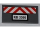 Part No: 87079pb0061  Name: Tile 2 x 4 with Red and White Danger Stripes and 'KB 3366' Pattern (Sticker) - Set 3366