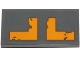 Part No: 87079pb0440  Name: Tile 2 x 4 with Yellow L Shaped Worn Stripes Pattern Type 2 (Sticker) - Set 75171