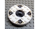 Part No: 92549c01pb01  Name: Turntable 6 x 6 x 1 1/3 Round Base with White Top with Black Dragons on Gold Pattern (Ninjago Spinner)