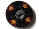Part No: 92549c02pb02  Name: Turntable 6 x 6 x 1 1/3 Round Base with Black Top with Orange Skulls on Red Pattern (Ninjago Spinner)
