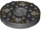 Lot ID: 215771610  Part No: 92549c02pb03  Name: Turntable 6 x 6 x 1 1/3 Round Base with Black Top with White Skulls on Orange Pattern (Ninjago Spinner)