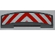 Part No: 93273pb016  Name: Slope, Curved 4 x 1 x 2/3 Double with Red and White Danger Stripes Pattern (Sticker) - Set 60018