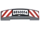 Part No: 93273pb027  Name: Slope, Curved 4 x 1 x 2/3 Double with 'BE60054' and Red and White Danger Stripes Pattern (Sticker) - Set 60054