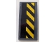 Part No: 93606pb133  Name: Slope, Curved 4 x 2 with Black and Yellow Danger Stripes Pattern (Sticker) - Set 70915