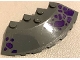 Part No: 95188pb35L  Name: Brick, Round Corner 6 x 6 with Slope 33 Edge, Facet Cutout with Dark Purple Rocks Pattern Model Left Side (Sticker) - Set 70355
