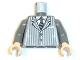 Part No: 973pb0323c01  Name: Torso Suit Pinstripe Jacket and Striped Tie Pattern / Dark Bluish Gray Arms / Light Nougat Hands