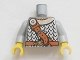 Part No: 973pb0377c01  Name: Torso Viking Silver Scale Mail Armor, Dark Orange Belt with Copper Buckle, Diagonal Strap Pattern / Light Bluish Gray Arms / Yellow Hands