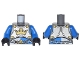 Part No: 973pb1509c01  Name: Torso Castle King's Knight Breastplate with Crown, Chain Belt Pattern / Blue Arms / Black Hands