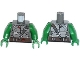 Part No: 973pb1659c01  Name: Torso Strapped Armor Plates with Brown Belt with Red Clasps Pattern / Green Arms / Green Hands