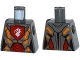 Part No: 973pb2240  Name: Torso Nexo Knights Female Armor with Orange and Gold Circuitry and White Dragon Head on Red Pentagonal Shield Pattern