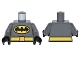 Part No: 973pb2275c01  Name: Torso Batman Logo in Yellow Oval with Yellow Belt Front and Back Pattern / Dark Bluish Gray Arms / Black Hands