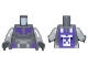 Part No: 973pb4804c01  Name: Torso Pixelated Silver, White, and Dark Purple Armor and Llama Pattern / Light Bluish Gray Arms / Dark Bluish Gray Hands