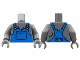 Part No: 973pb4868c01  Name: Torso Fur, Blue Overalls with Silver Clasps Pattern / Dark Bluish Gray Arms / Dark Bluish Gray Hands