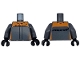 Part No: 973pb5617c01  Name: Torso Racing Suit with Orange Trim and Black McLaren Logo Pattern / Dark Bluish Gray Arms / Black Hands