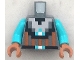 Part No: 973pb6178c01  Name: Torso Pixelated Silver Armor with Black Trim and Dark Orange Stripes, Belt with Medium Azure and White Buckle Pattern / Medium Azure Arms / Dark Orange Hands