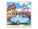 Part No: 10202pb034  Name: Tile 6 x 6 with Bottom Tubes with Bright Light Blue Fiat 500 and Colosseum Pattern (Sticker) - Set 77942
