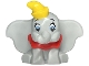 Part No: 103710pb01  Name: Elephant, Big Ears, Sitting with Molded Red Collar and Bottom Tube and Printed Yellow Hat, Medium Blue and White Eyes, Black Eyebrows and Eyelashes Pattern (Dumbo)