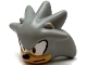 Part No: 114570pb01  Name: Minifigure, Head, Modified Hedgehog, Silver with Molded Light Nougat Face and Inner Ears and Printed Bright Light Orange Eyes on White Background, Black Nose and Mouth Pattern