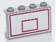 Part No: 14718pb086  Name: Panel 1 x 4 x 2 with Side Supports - Hollow Studs with White and Magenta Basketball Backboard Pattern (Sticker) - Set 41731