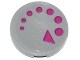 Part No: 14769pb018  Name: Tile, Round 2 x 2 with Bottom Stud Holder with Magenta Circles and Triangle (Arrow Clockwise) Pattern (Sticker) - Set 79119