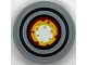 Part No: 14769pb810  Name: Tile, Round 2 x 2 with Bottom Stud Holder with Red, White and Yellow Light in Black Concentric Circles Pattern (Sticker) - Set 76294