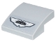 Part No: 15068pb447  Name: Slope, Curved 2 x 2 x 2/3 with Silver and Black 'ASTON MARTIN' Wings Logo Badge Pattern (Sticker) - Set 10262