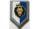 Part No: 22385pb258  Name: Tile, Modified 2 x 3 Pentagonal with Black and Gold Lion Head with Crown on Blue and White Background Pattern (Sticker) - Set 40346