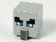 Part No: 23766pb005  Name: Minifigure, Head, Modified Cube Tall with Raised Rectangle with Pixelated Black Eyebrows, Dark Turquoise Eyes, and Dark Bluish Gray Nose Pattern (Minecraft Illager / Pillager)