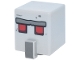Part No: 23766pb015  Name: Minifigure, Head, Modified Cube Tall with Raised Rectangle with Stone Unibrow, Square Red and Dark Red Eyes and Dark Bluish Gray Nose Pattern (Minecraft Iron Golem)