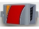 Part No: 24116pb043L  Name: Technic, Panel Curved 3 x 5 x 3 with Bright Light Orange, Red and White Curved Stripes and Air Vent Pattern Model Left Side (Stickers) - Set 42098