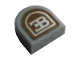 Part No: 24246pb024  Name: Tile, Round 1 x 1 Half Circle Extended with Silver Bugatti Logo Pattern (Sticker) - Set 42083