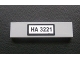 Part No: 2431pb0098 Name: Tile 1 x 4 with Black 'HA 3221' Pattern on White Background (Sticker) - Set 3221 Part No: 2431pb0098 Name: Tile 1 x 4 with Black 'HA 3221' Pattern on White Background (Sticker) - Set 3221
