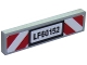 Part No: 2431pb0451  Name: Tile 1 x 4 with 'LF60152' with Red and White Danger Stripes Pattern (Sticker) - Set 60152