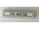 Part No: 2431pb0582 Name: Tile 1 x 4 with 'OK 42082' Pattern (Sticker) - Set 42082 Part No: 2431pb0582 Name: Tile 1 x 4 with 'OK 42082' Pattern (Sticker) - Set 42082