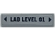 Part No: 2431pb0919  Name: Tile 1 x 4 with Dark Bluish Gray 'LAB LEVEL 01' and Triangles Pattern (Sticker) - Set 76294