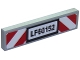 Part No: 2431pb451  Name: Tile 1 x 4 with 'LF60152' with Red and White Danger Stripes Pattern (Sticker) - Set 60152