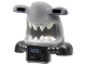 Part No: 25114pb01  Name: Minifigure, Headgear Mask Shark Head with Dark Bluish Gray Back, Extended Eyes, White Teeth, Pearl Dark Gray Shoulder Pads, and Front Battery Panel Pattern