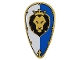 Part No: 2586pb006  Name: Minifigure, Shield Ovoid with Lion Head on White and Blue Pattern
