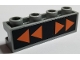 Part No: 2653pb01  Name: Brick, Modified 1 x 4 with Groove with Orange Directional Arrows on Black Background Pattern (Sticker) - Set 7691
