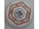 Part No: 2723pb064  Name: Technic, Disk 3 x 3 with Orange and Gold Circuitry in Hexagon Pattern (Sticker) - Set 70317