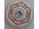 Part No: 2958pb064  Name: Technic, Disk 3 x 3 with Orange and Gold Circuitry in Hexagon Pattern (Sticker) - Set 70317