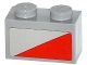 Part No: 3004pb118L  Name: Brick 1 x 2 with Red Triangle Pattern Model Left Side (Sticker) - Set 79121