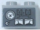 Part No: 3004pb328  Name: Brick 1 x 2 with White Speedometer and Gauges, Black Battery Diagram and Plus and Minus Sign on Dark Bluish Gray Background Pattern (Sticker) - Set 60216