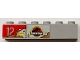Part No: 3009pb263L  Name: Brick 1 x 6 with Jurassic Park and Jeep Logos, Medium Nougat Mud and '12' on Red Background Pattern Model Left Side (Sticker) - Set 76958