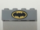 Part No: 3010pb211  Name: Brick 1 x 4 with Black Batman Logo in Black Outlined Yellow Oval Pattern