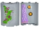 Part No: 30562pb030L  Name: Cylinder Quarter 4 x 4 x 6 with 2 Stars and Curtain on Inside and 4 Magenta Flowers, Leaves and Brick Wall on Outside Pattern (Stickers) - Set 41054